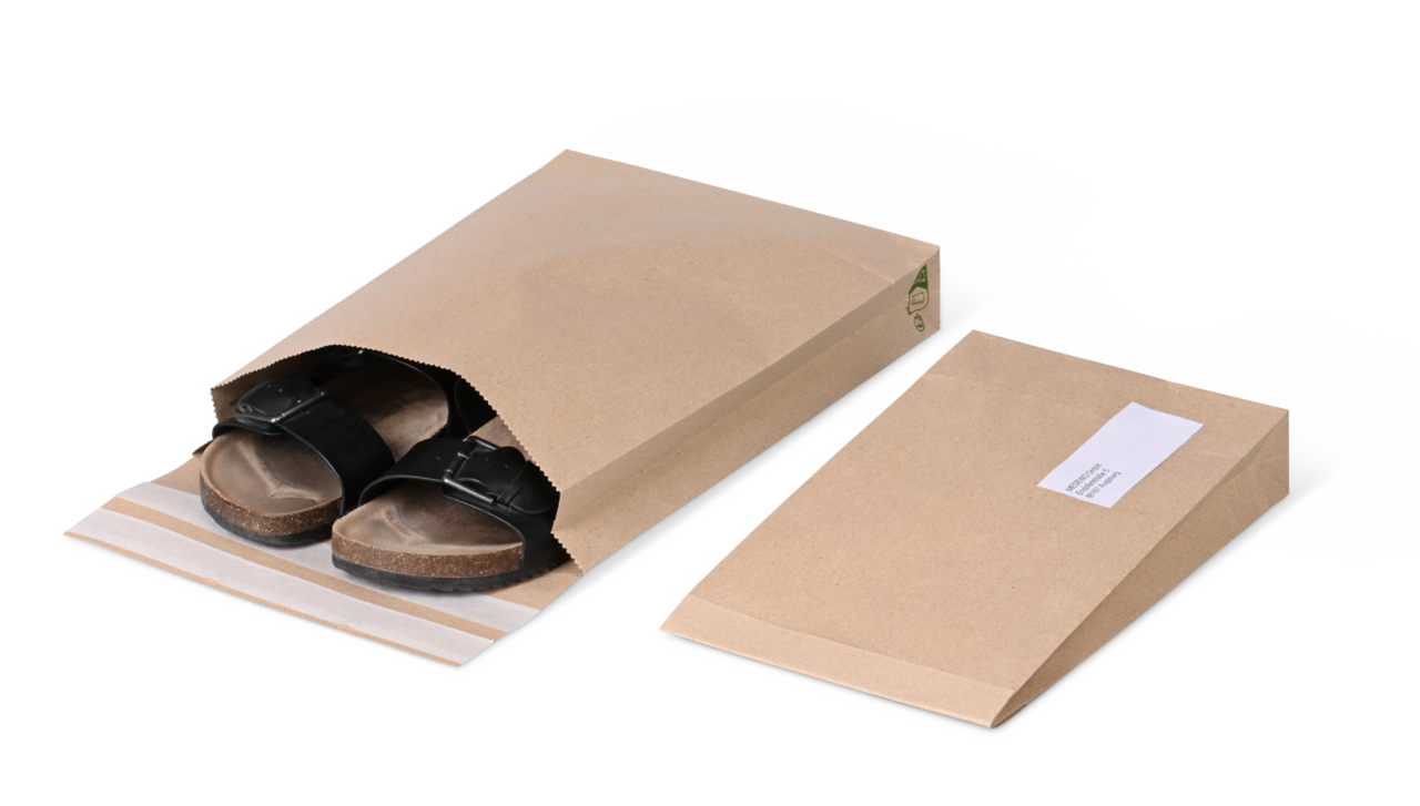 Graspapier-Versandtasche wiederverschließbar mit Blockboden
