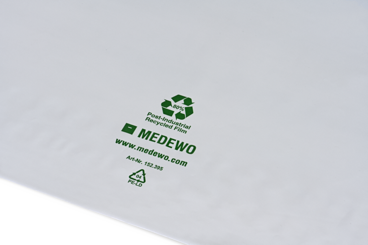 der Aufdruck «80 % Post-Industrial-Recycled Film» zeigt Ihren Kunden, dass Sie umweltbewusst handeln