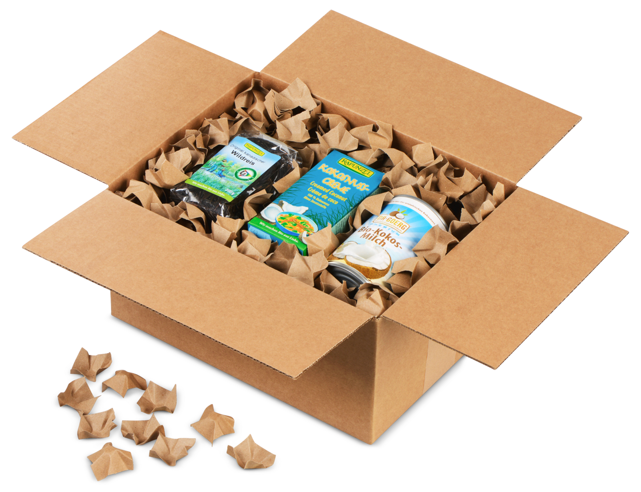 Papier-Verpackungschips im Foliensack