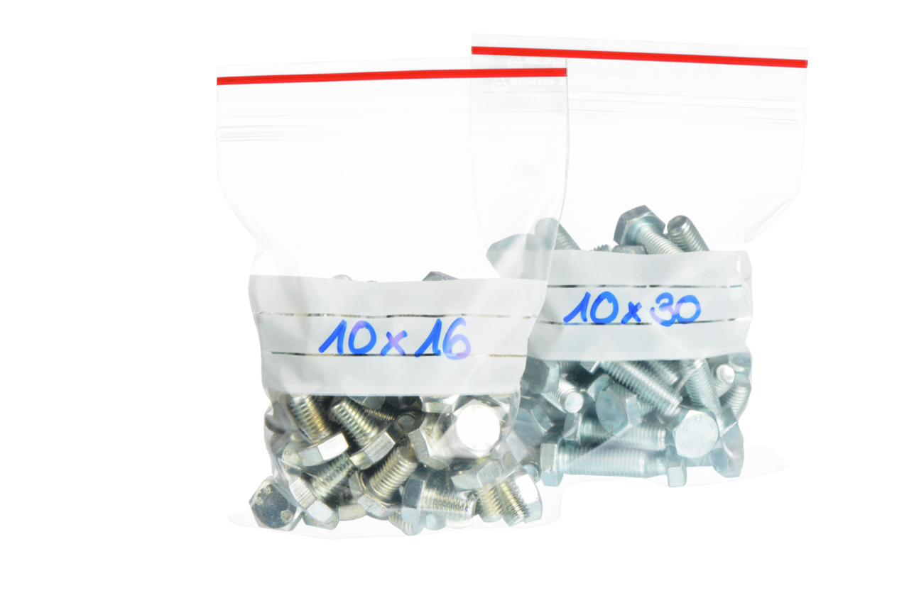 Druckverschlussbeutel MECAFERM® 50 µm mit Beschriftungsfeldern