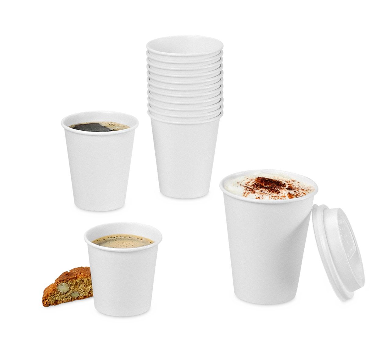 Heißgetränke-Becher PE-beschichtet weiß