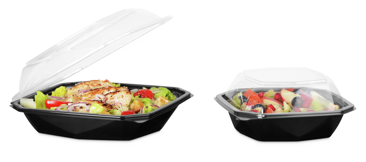 Salatschale aus PET quadratisch mit Deckel