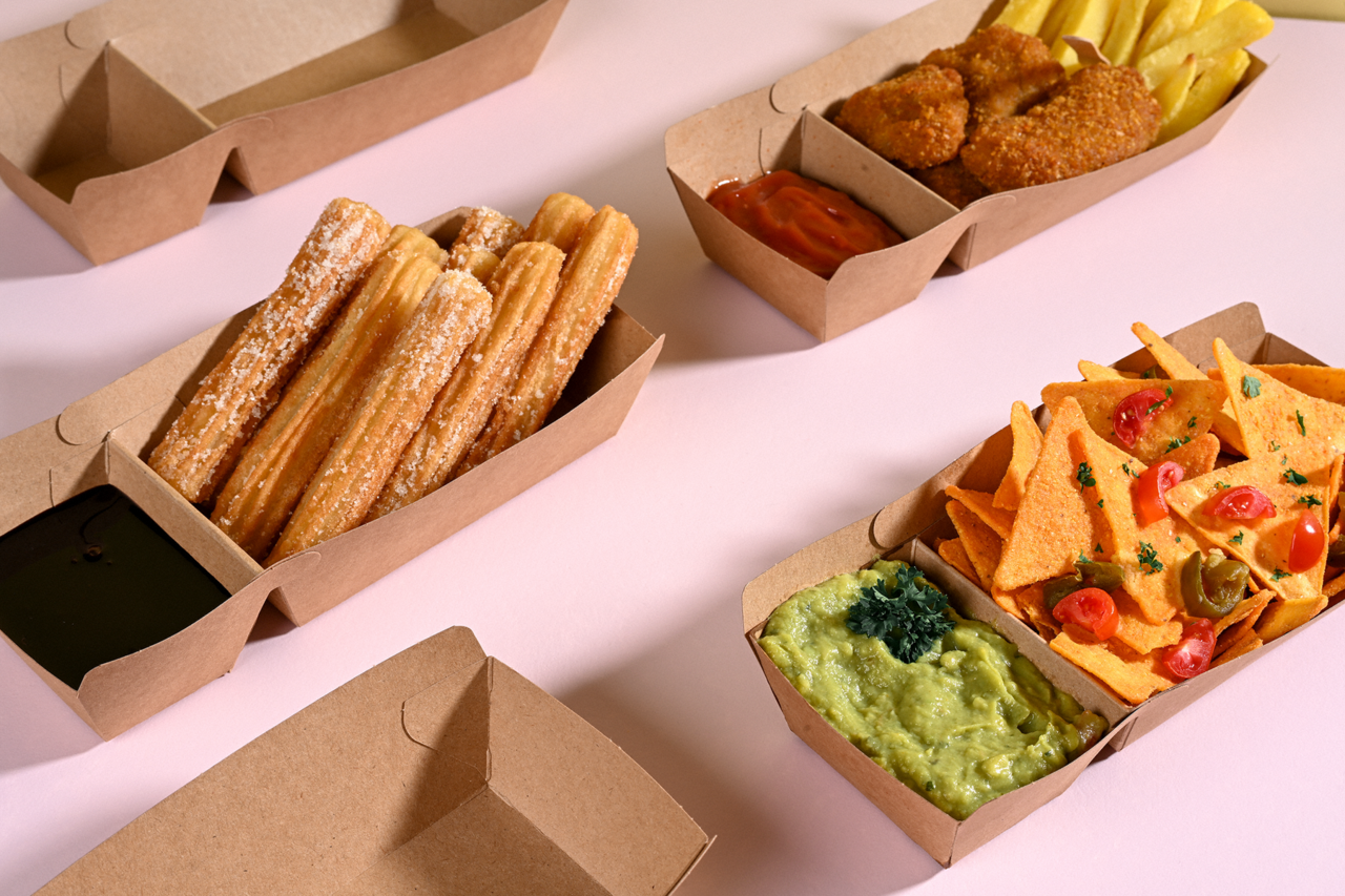 nachhaltige, unbedruckte Snacktrays sind ideal für Ihre Gastronomie geeignet 