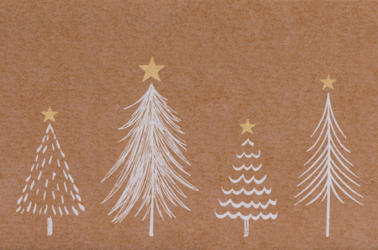 Motiv «Modern Christmas»: 2-farbiger Digitaldruck auf braunem Kraftkarton 