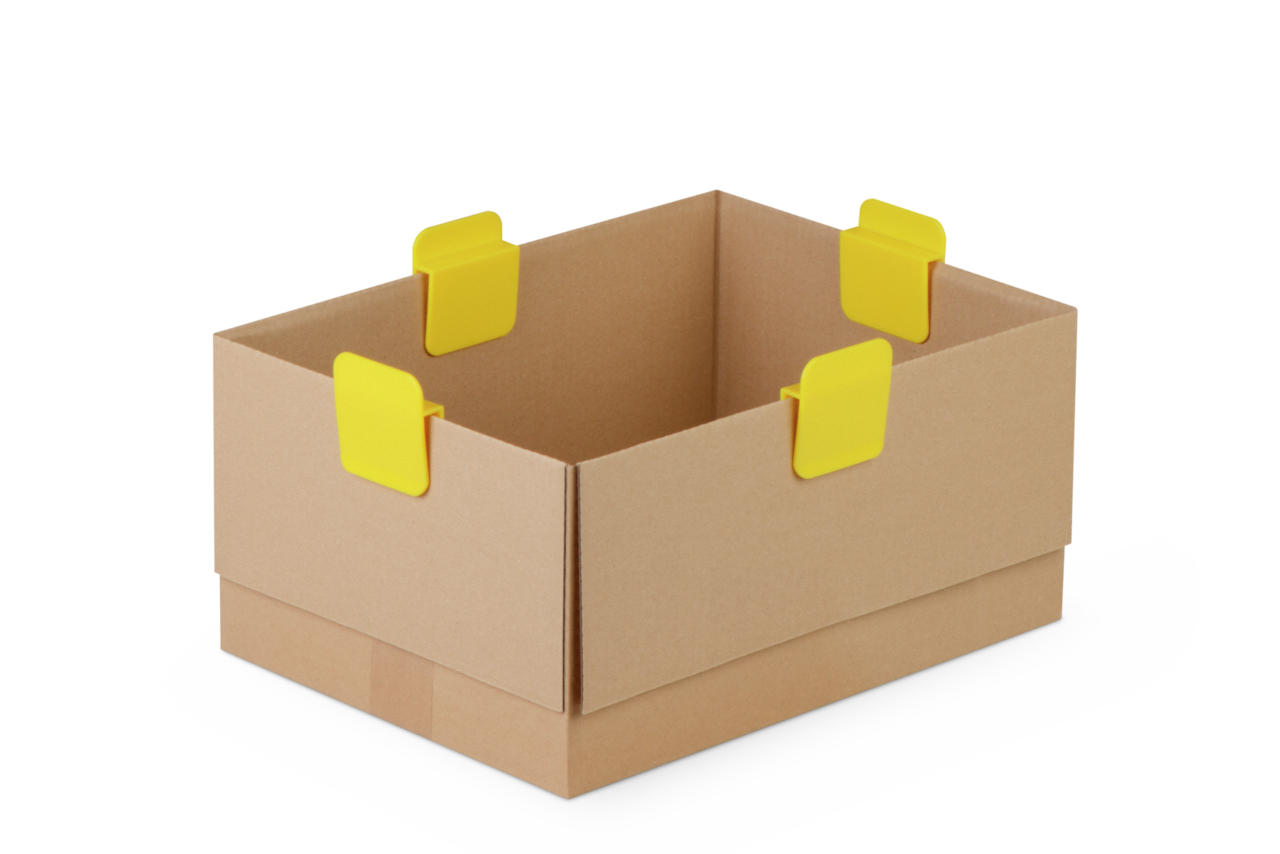 fixiert geöffnete Kartonklappen – einfaches Befüllen und Auspacken