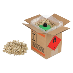 Saugf&auml;higes F&uuml;llmaterial bindet chemische Substanzen wie z. B. Farben, Lacke, Verd&uuml;nner, S&auml;uren, Laugen usw.