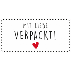 Motiv-Etikett, 45 &times; 90 mm, rechteckig, &laquo;mit Liebe verpackt&raquo;