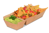 Snack-Schale aus Pappe braun mit Dipfach