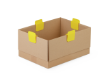 fixiert geöffnete Kartonklappen – einfaches Befüllen und Auspacken