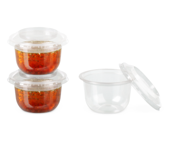 Dressingbecher aus rPET & Deckel