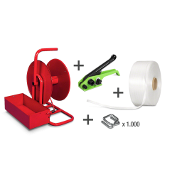 Umreifungsset Textil-Band + Bandspanner + Abroller