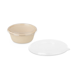 rPET-Deckel zu Schale aus Bagasse rund 