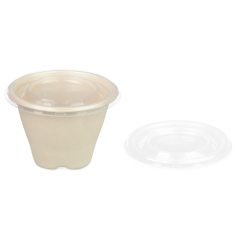 PP-Deckel zu Schale aus Bagasse konisch