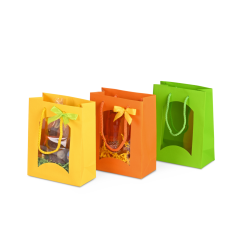 Geschenktasche klein mit Sichtfenster, farbig