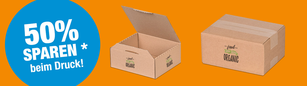 Banner zur Digitaldruck-Aktion auf Schachteln bei MEDEWO