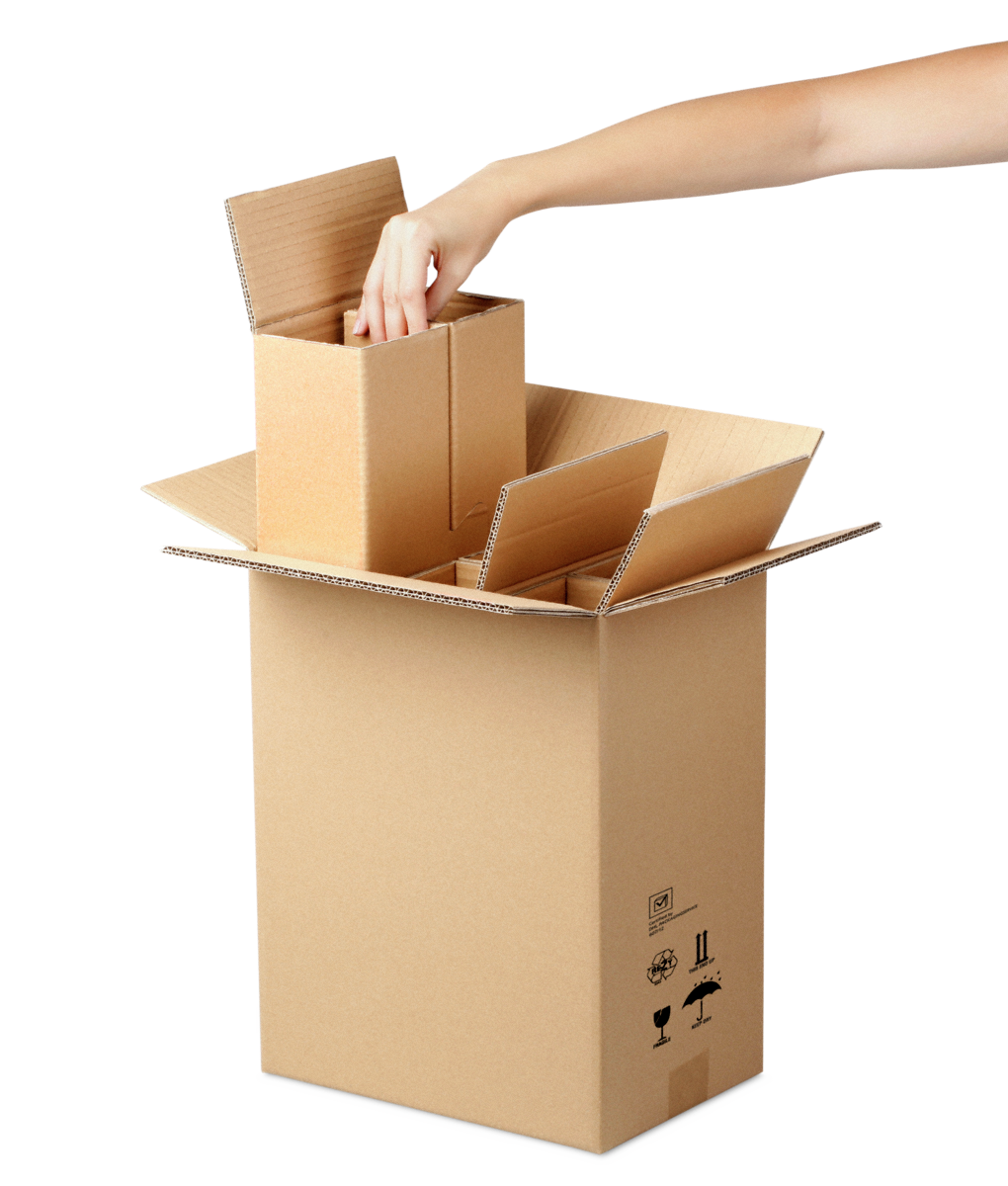 Carton pour bouteilles de 0,75 litre, certifiés DHL