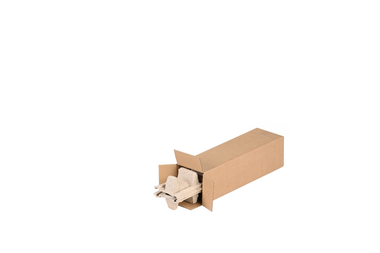 réf. 110.071 (pour une bouteille) se compose d'un carton d'emballage et d'un insert en fibre moulée plié 