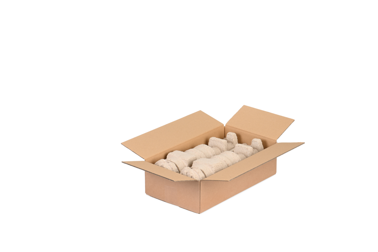 réf. 110.072 (pour deux bouteilles) se compose d'un carton d'emballage et de deux inserts en fibre moulée 