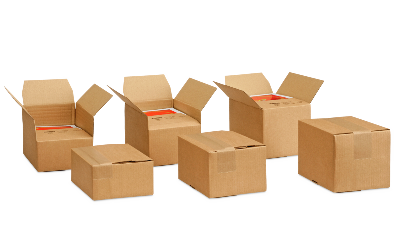 Carton avec fond automatique NIVEAU-BOX à hauteur variable