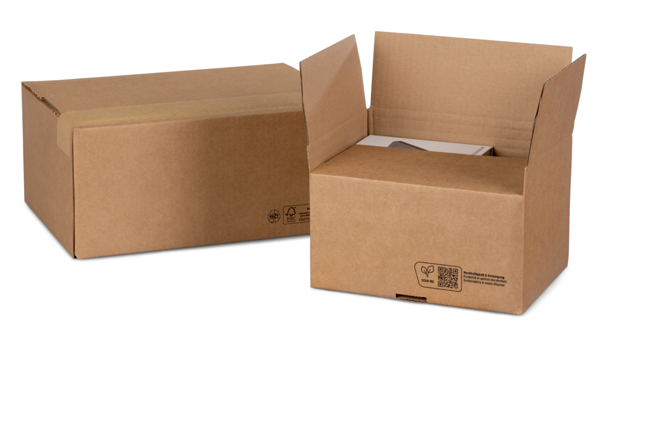 Carton avec fond automatique NIVEAU-BOX à hauteur variable