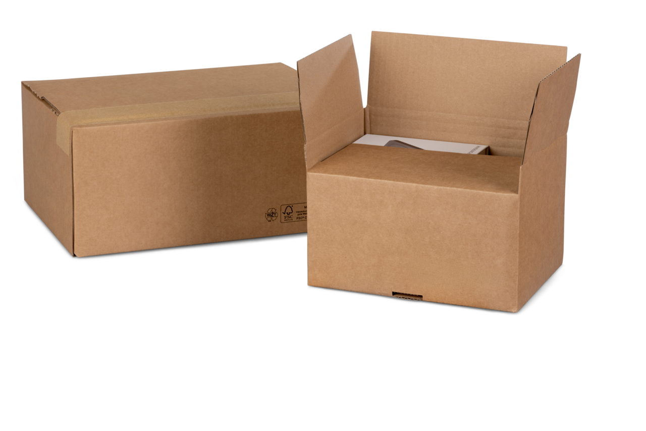 Carton avec fond automatique NIVEAU-BOX à hauteur variable