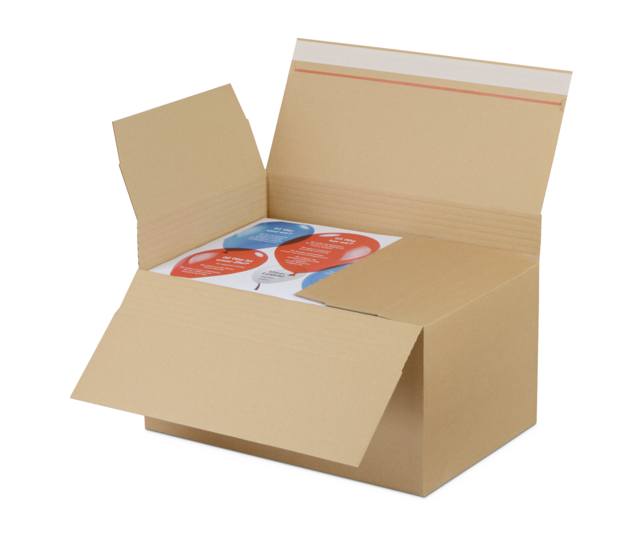 Carton avec fond automatique NIVEAU-BOX S  à hauteur variable et fermeture adhésive