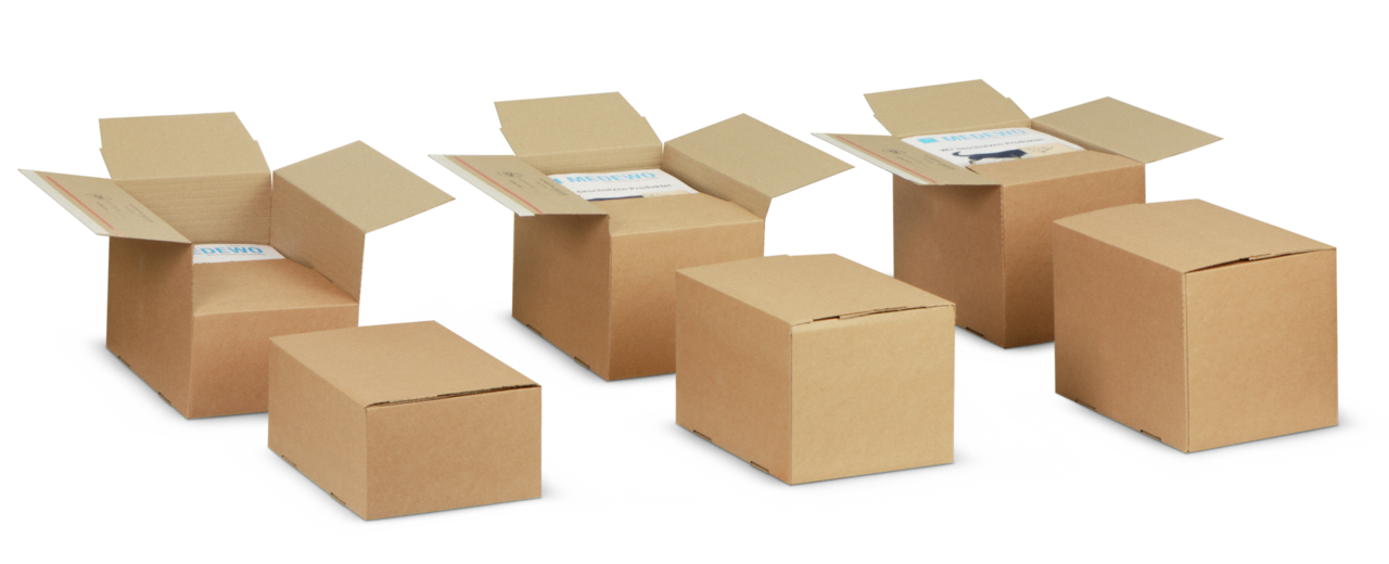 Carton avec fond automatique NIVEAU-BOX S  à hauteur variable et fermeture adhésive