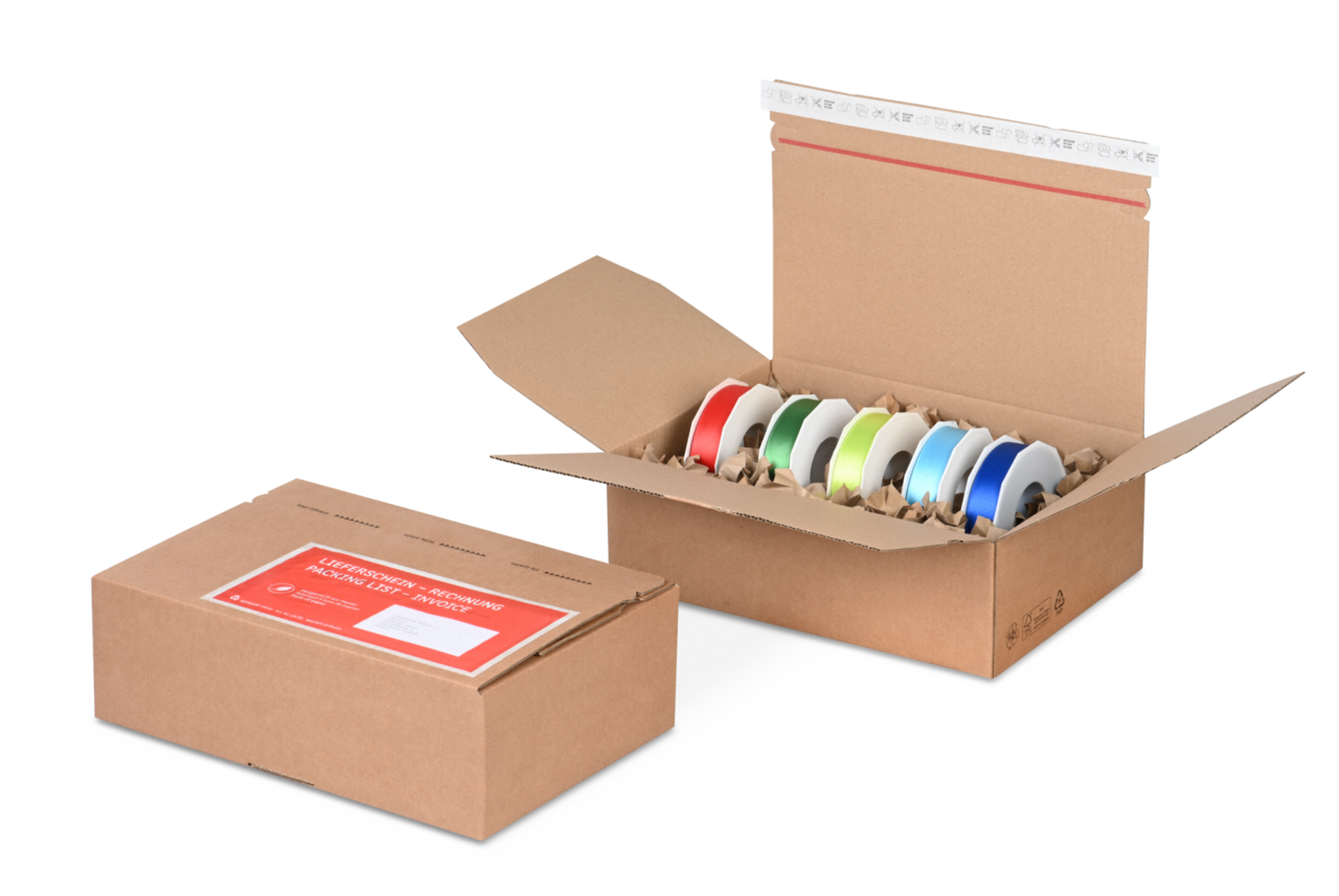 Carton d'expédition pour envois SmallPac avec fermeture adhésive
