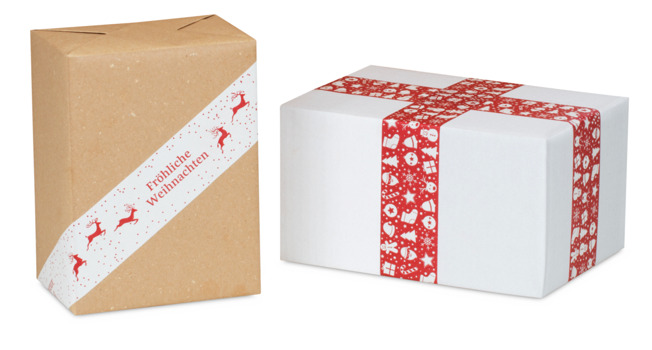 Des vœux de Noël sur vos emballages mis en place rapidement et de façon plaisante