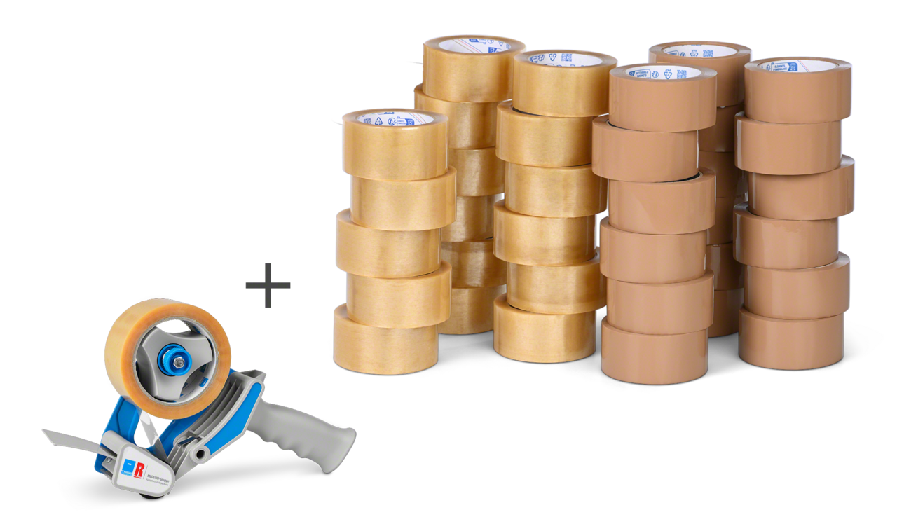 Sets de rubans adhésifs PP fort 36 rouleaux + dévidoir manuel