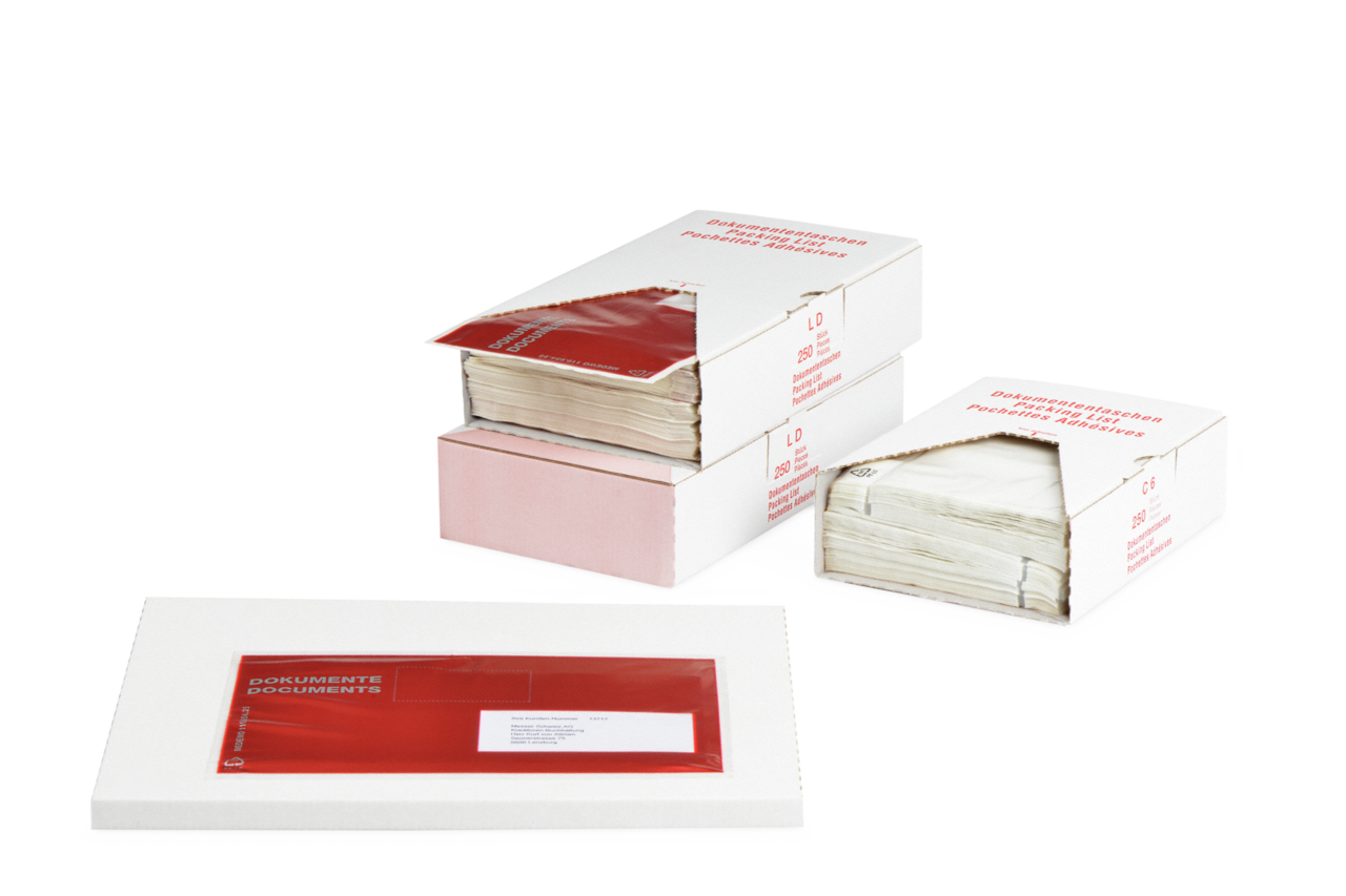 MECOUVERT® Pochette adhésive porte-documents RECYCLE dans un carton distributeur