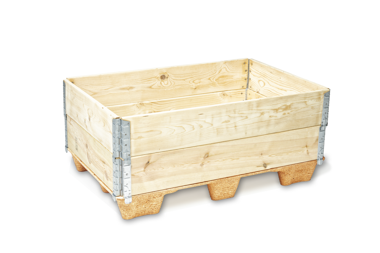 les palettes sont également adaptées au transport en combinaison avec des rehausses en bois