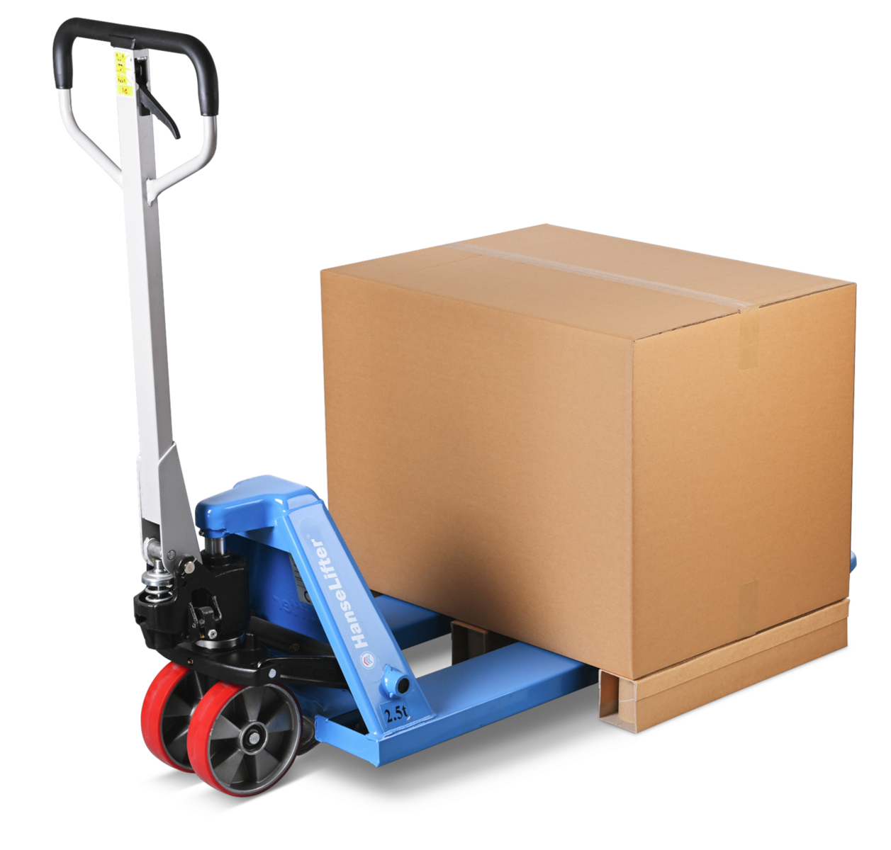 Le chargement peut être facilement transporté avec un transpalette ou un chariot élévateur.