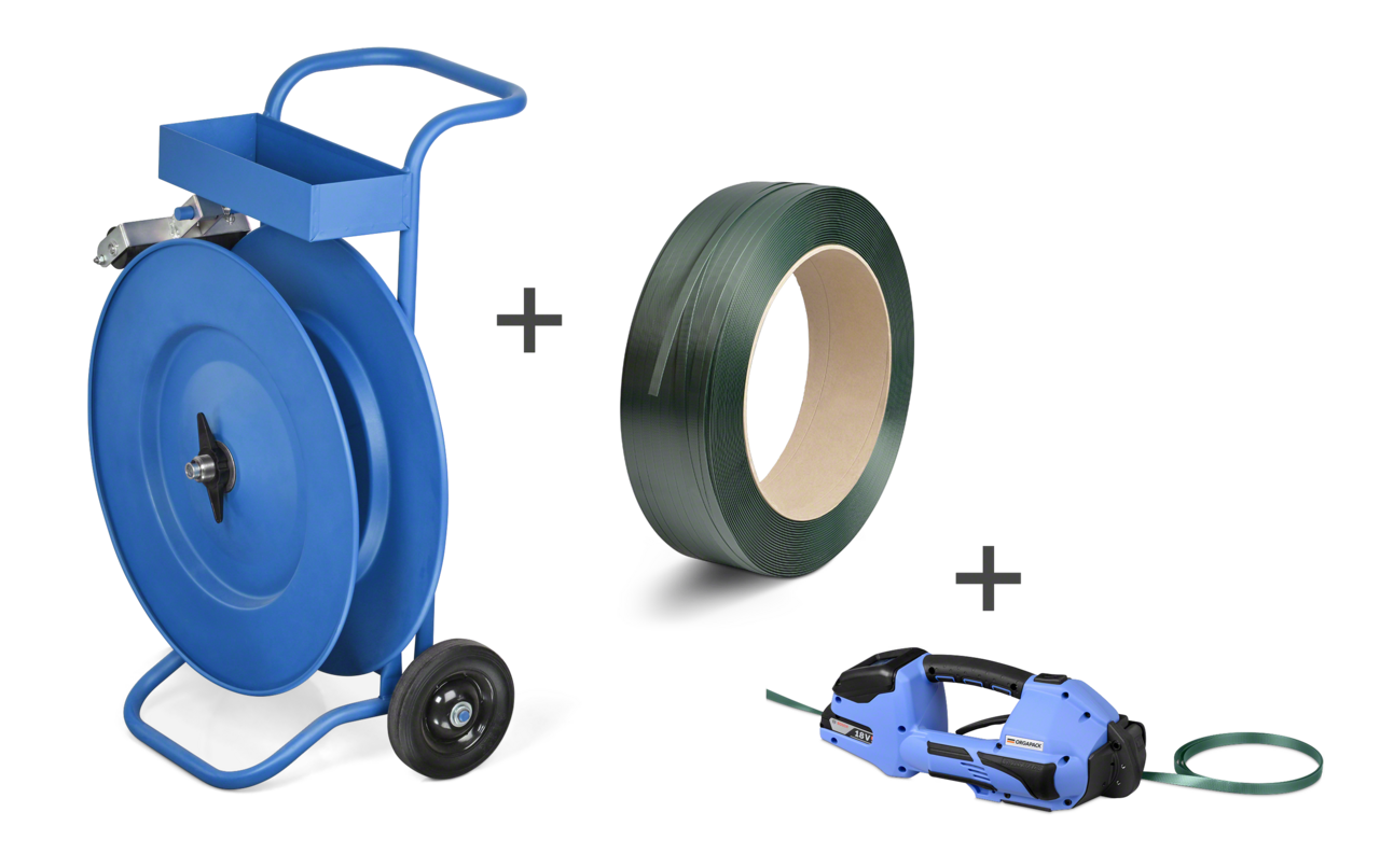 Kit de cerclage feuillard PET + OR-T 270 + dévidoir