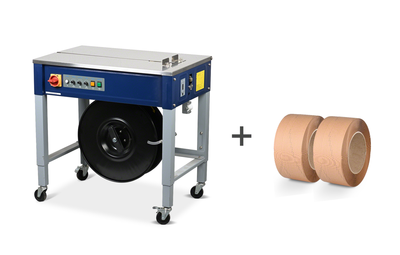 Kit de cerclage 2 rouleaux de ruban de papier + machine de cerclage SM200280