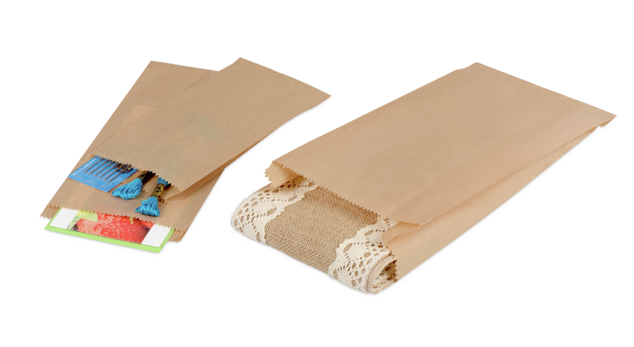 Sachet à soufflets en papier brun