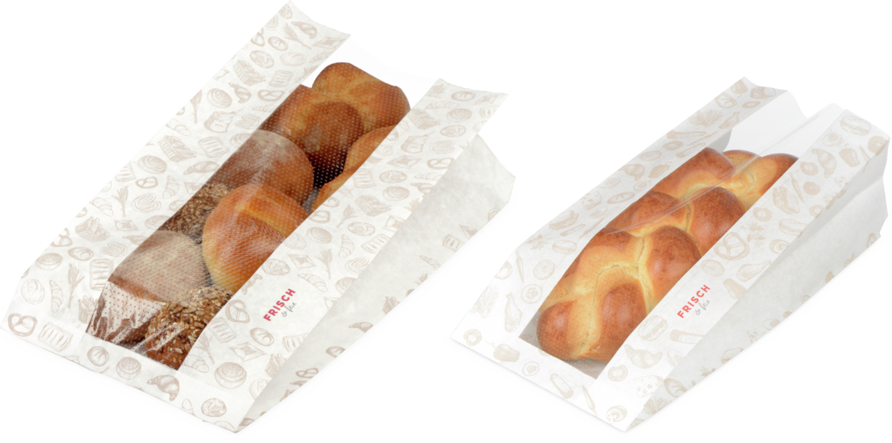Sachet à soufflet avec bande visible «FRISCH & fein»