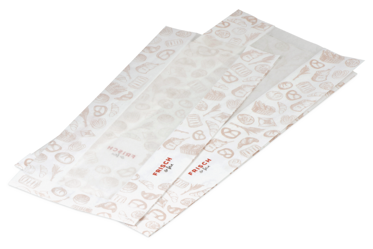 Sachet à soufflet avec bande de visibilité en papier cristal «FRISCH & fein»
