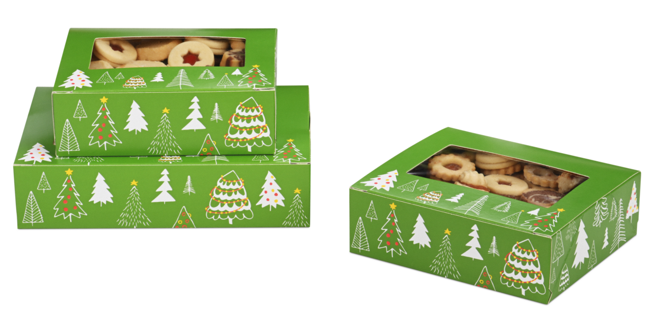 Carton à pâtisseries avec fenêtre en PP NOËL EN FORET