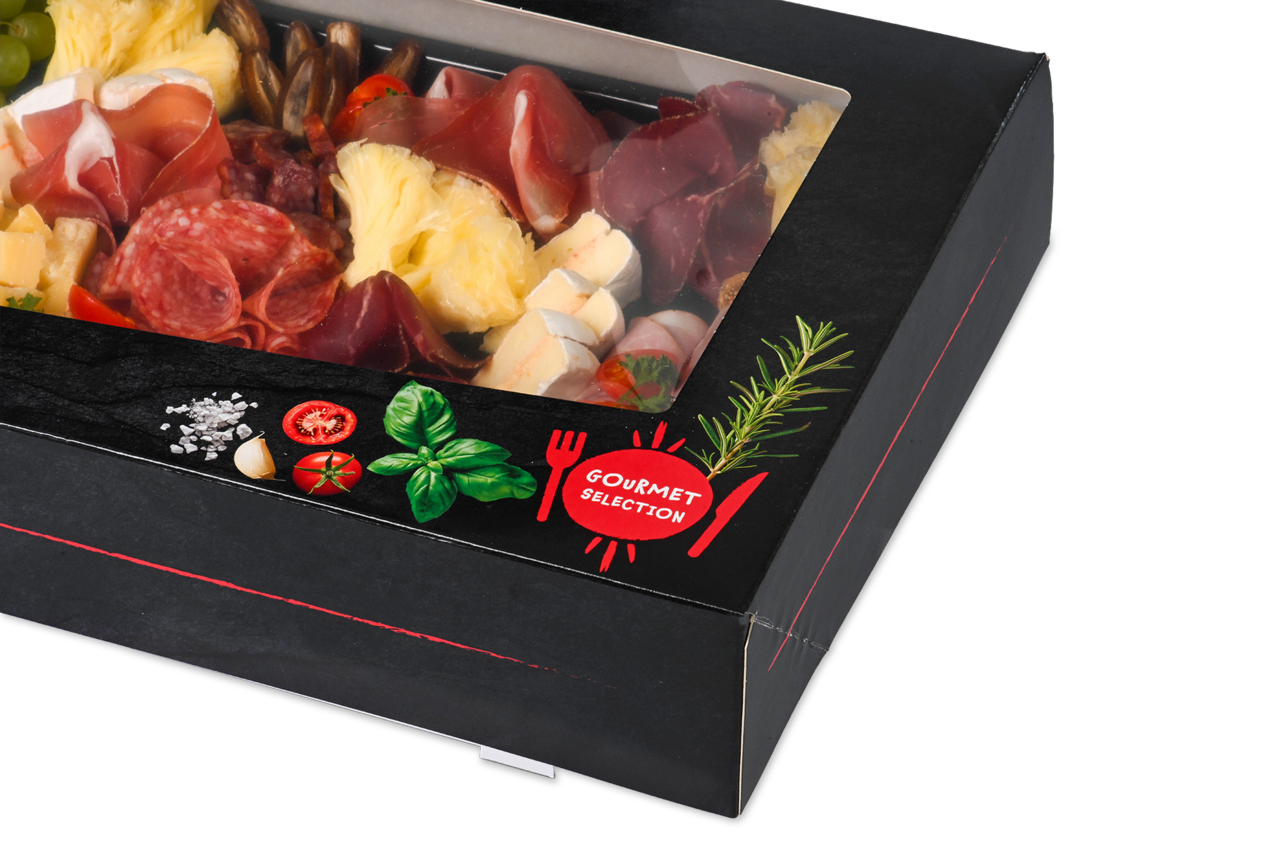 Fenêtre de visualisation en PET – sublime le produit et ouvre l’appétit.