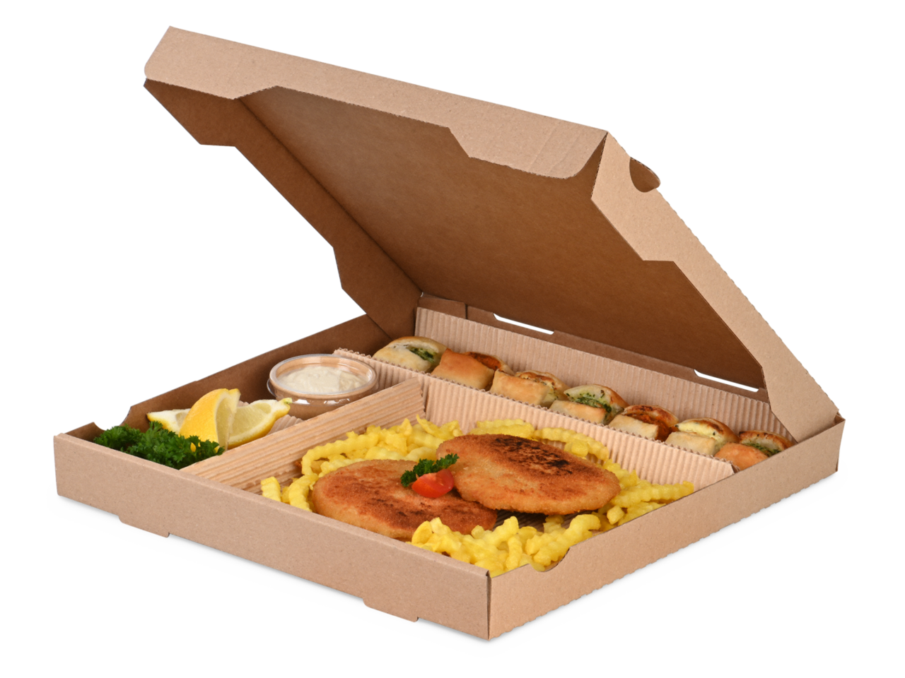 en un tour de main, vous transformez une boîte à pizza en emballage pour menu 