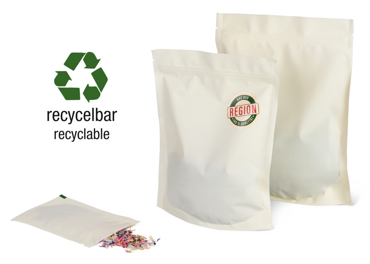 Doypack Sachet PE recyclable avec protecteur des arômes