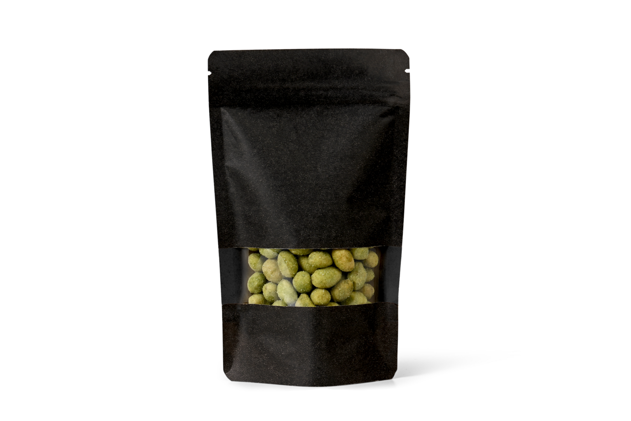 Sachet autoporteur noir avec fenêtre transparente
