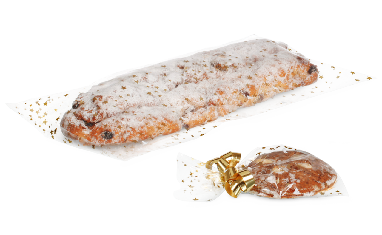 Sachet plat en CPP avec des étoiles