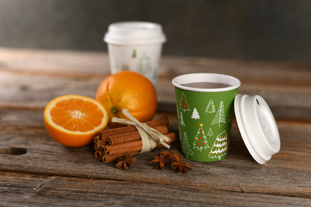 Gobelet pour boissons chaudes, couche PE NOËL EN FORET