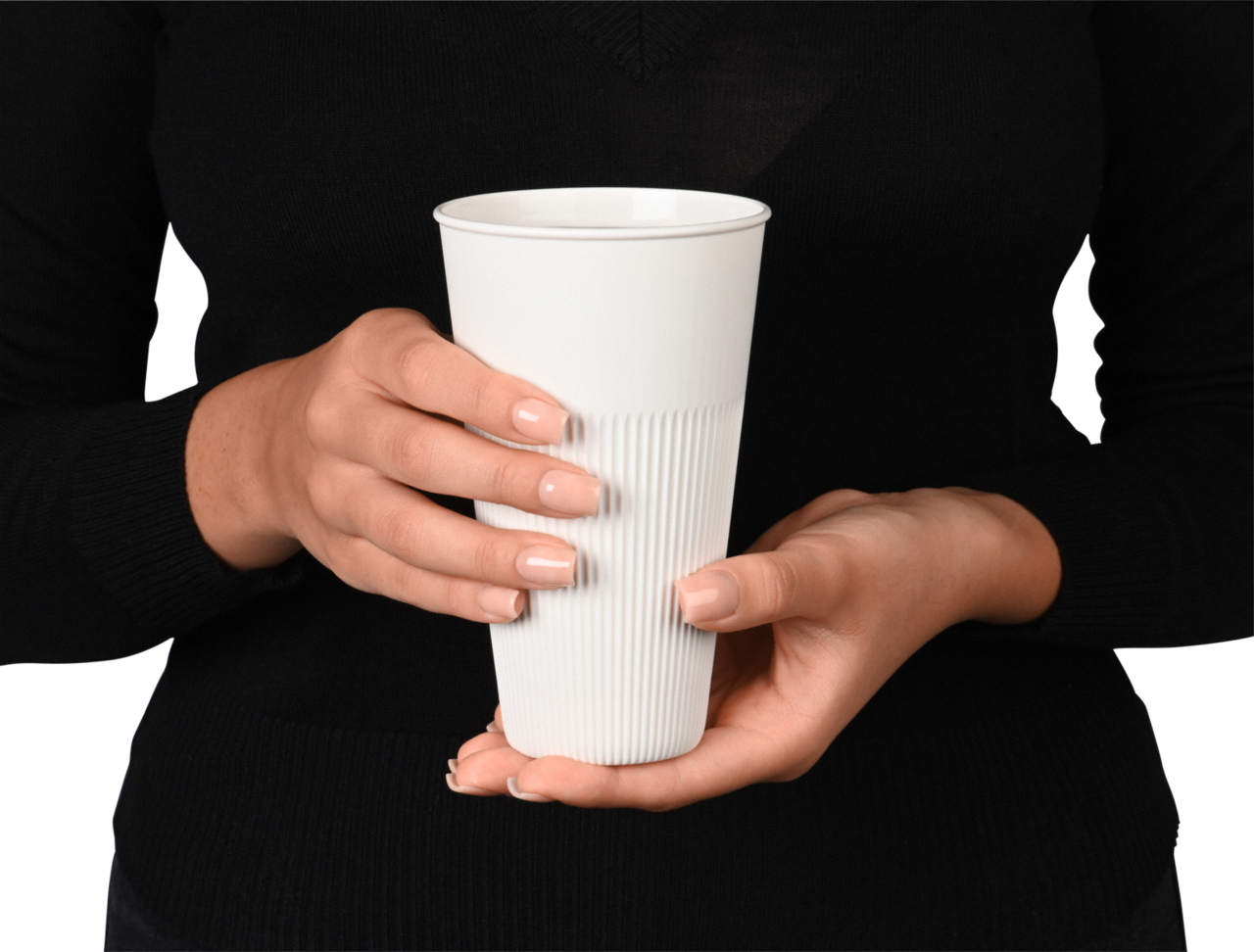 la circulation de l'air entre les rainures permet de tenir agréablement le gobelet de café avec son contenu chaud