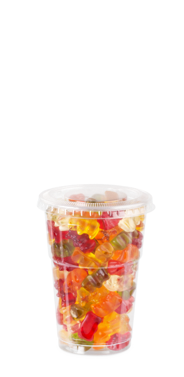 clear cup combiné avec un couvercle plat sans fente cruciforme