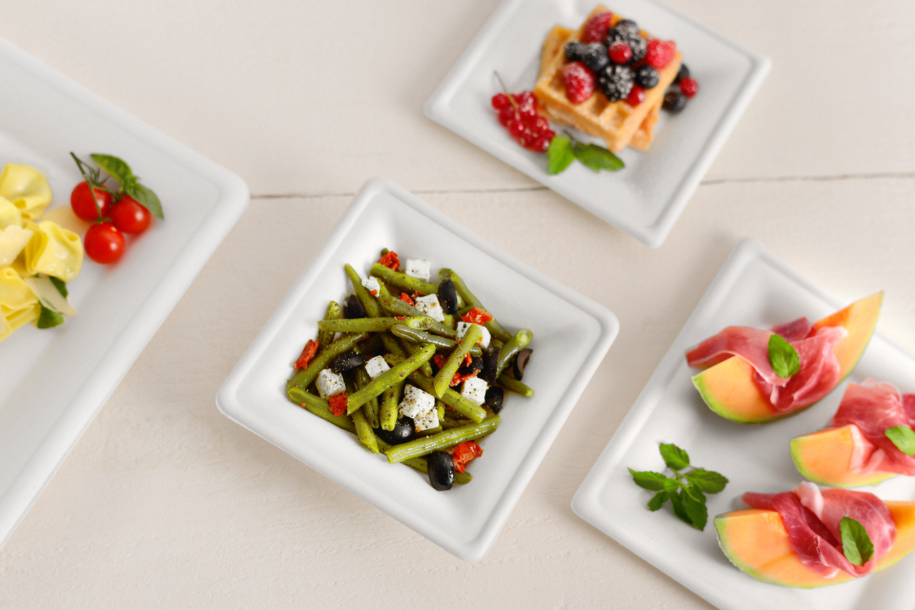 Assiette carrée en bagasse