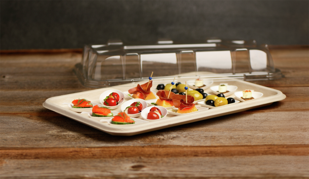 rPET dom-couvercle pour le plat