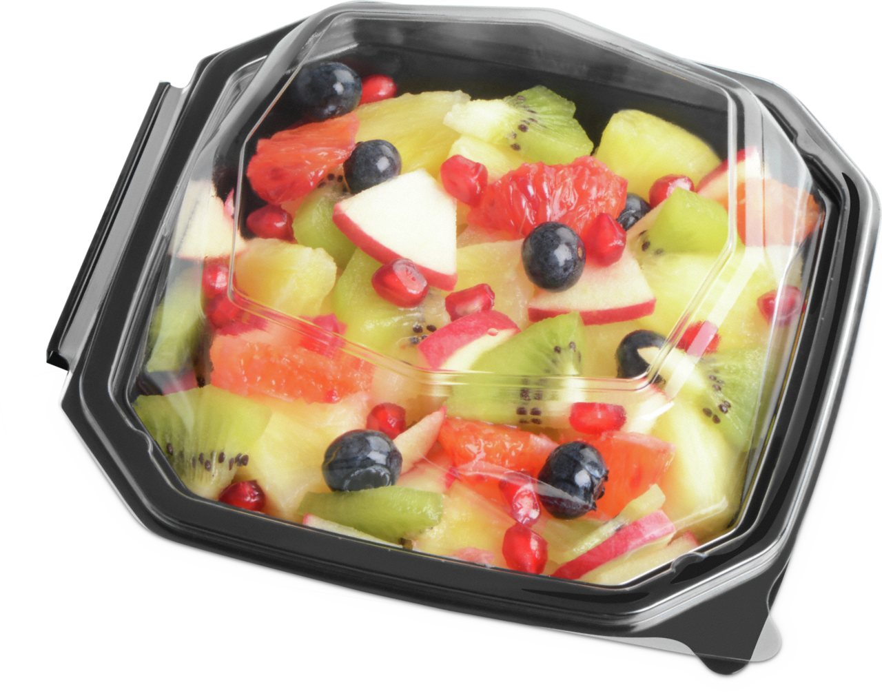 Plat à salade en PET Octaview avec couvercle